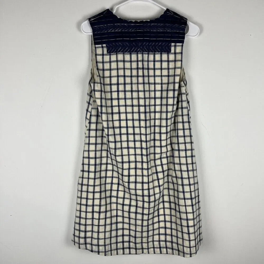 Madewell Embroidered Sunray Linen Blend‎ Shirtdress A-Line Dress Check Si…​
